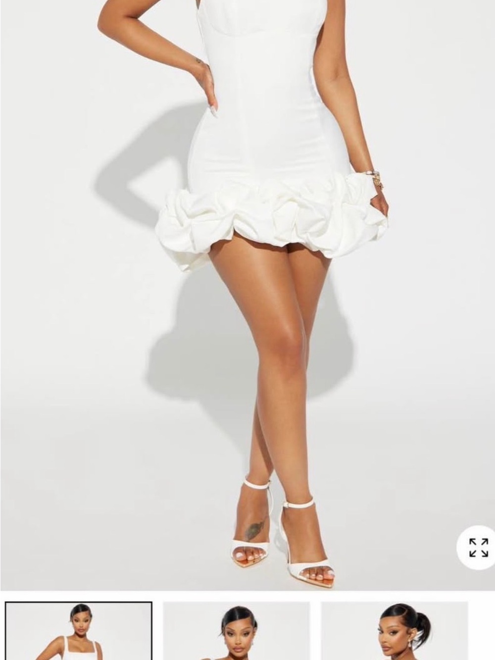 Fashion Nova White Ruffle Hem Mini Dress